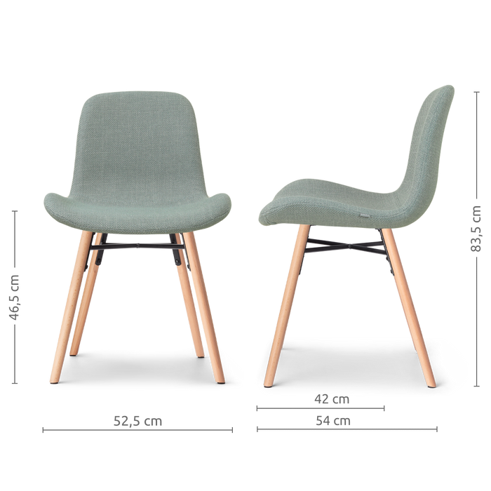 Nolon Nena-Fé eetkamerstoel saliegroen - houten onderstel