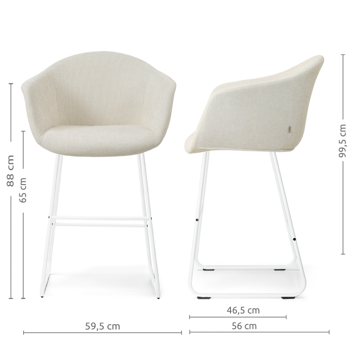 Nolon Nino-Otis Barkruk Cottonbeige - Wit Onderstel - 65 Cm