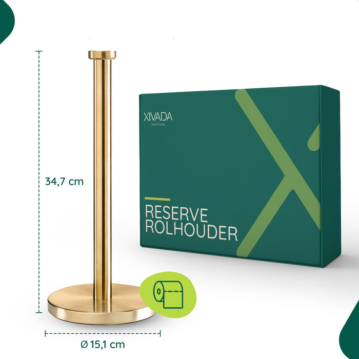 XIVADA Keukenrolhouder Lotis - Vrijstaand - Rvs - Goud