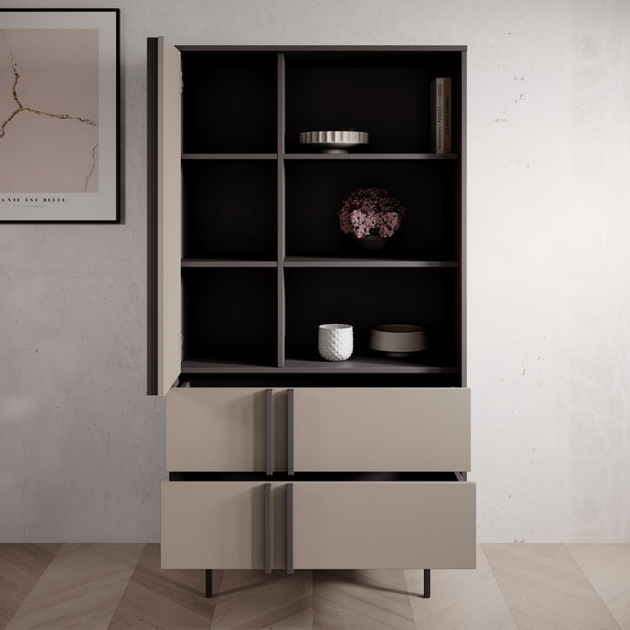 Meubella - Antigo - Boekenkast - Beige|Antraciet - 83x43x155 cm