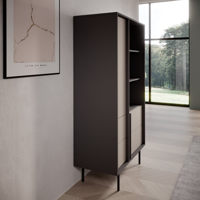 Meubella - Antigo - Boekenkast - Beige|Antraciet - 83x43x155 cm