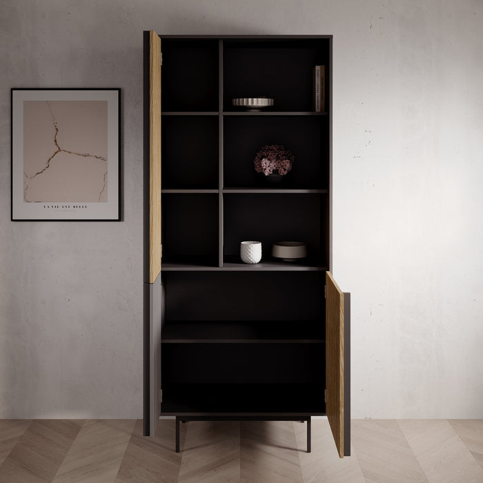 Meubella - Antigo - Boekenkast - Eiken|Antraciet - 83x43x195 cm