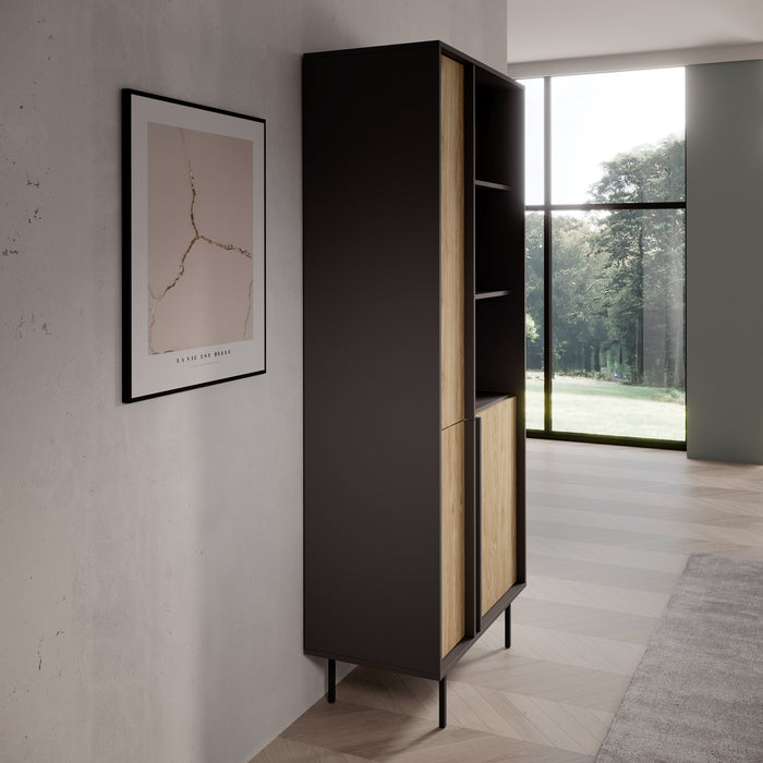 Meubella - Antigo - Boekenkast - Eiken|Antraciet - 83x43x195 cm