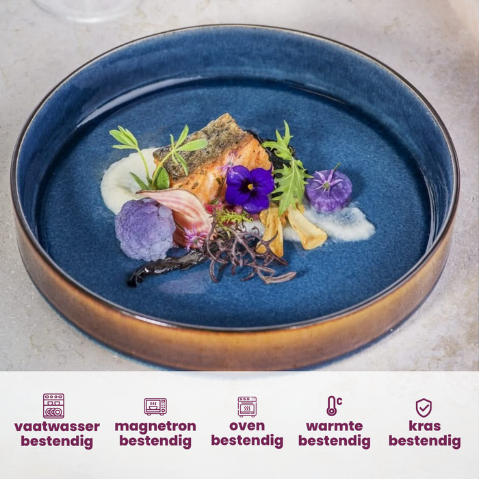 Cosy & Trendy Diepe Borden | Pastaborden - Quintana Blue ø 20 cm | H 5.2 cm - 4 Stuks