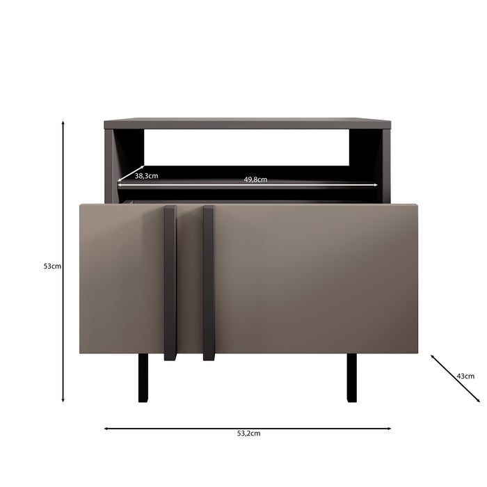 Meubella - Antigo - Nachtkastje - Eiken|Antraciet