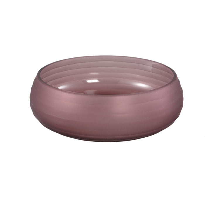 PTMD Nadah Pink Bowl Shaped Ribbed Glass Vase