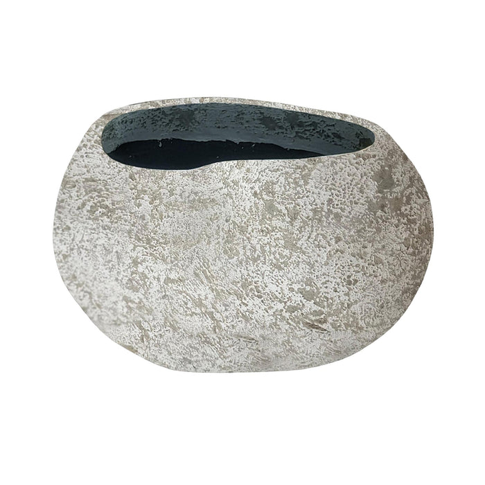 PTMD Hiranya White Round Organic Shaped GRC Pot L