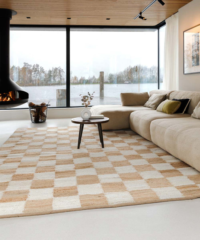 Boho&me Jute vloerkleed - Patch naturel|wit - 200x300 cm