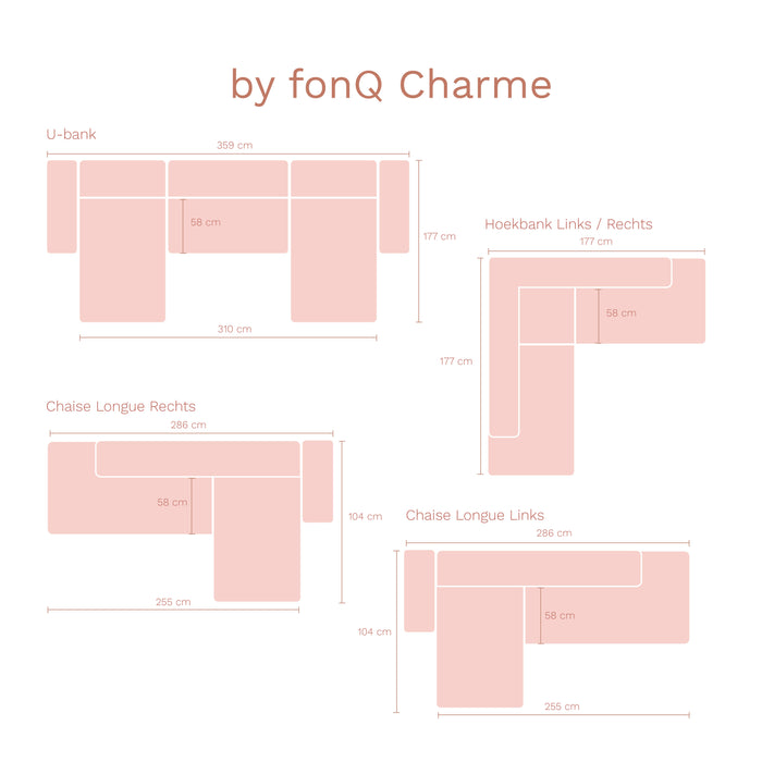 by fonQ Charme Hoekbank Links met Slaapfunctie - Chenille - Greige