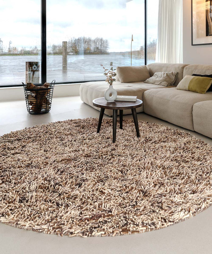 Nordic Weavers Rond wollen vloerkleed - Aurelia crème|bruin - 300 cm