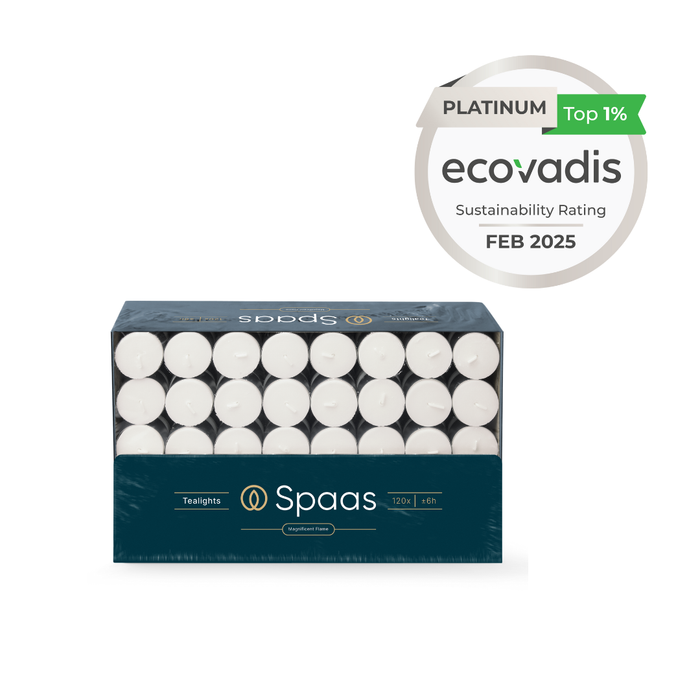 Spaas Theelichten Kaarsen Grootverpakking - Wit - circa 6u - 240 stuks