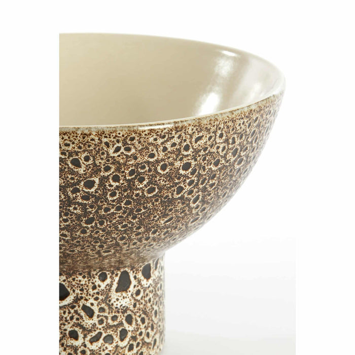 Light&living Schaal op voet Ø31,5x21 cm KAVALA keramiek crème+zwart