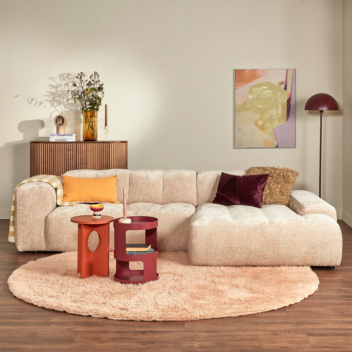 by fonQ Plume 3-zits Hoekbank met Chaise Longue Rechts - Chenille - Beige