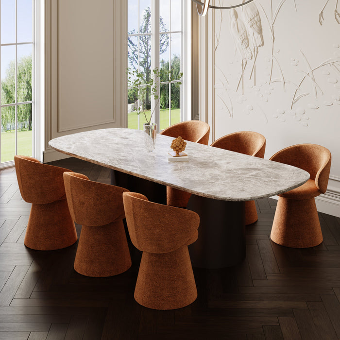 180° draaibare loungestoel in terracotta fluweel met textuur