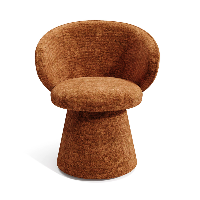 180° draaibare loungestoel in terracotta fluweel met textuur