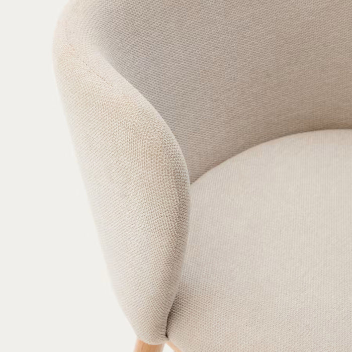 Kave Home Ciselia Barkruk - H 75 cm - Beige / Essenhout