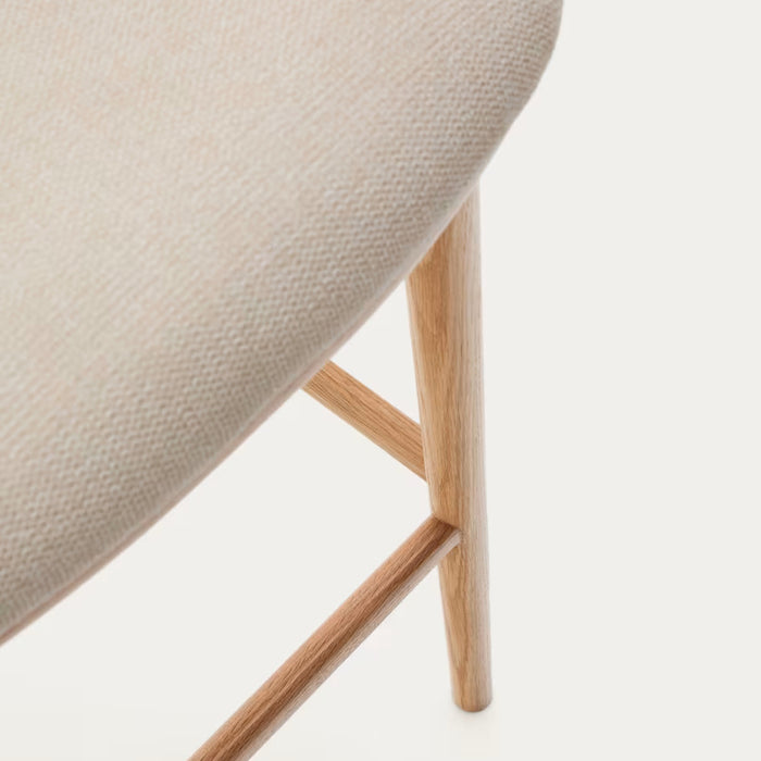 Kave Home Ciselia Barkruk - H 75 cm - Beige / Essenhout