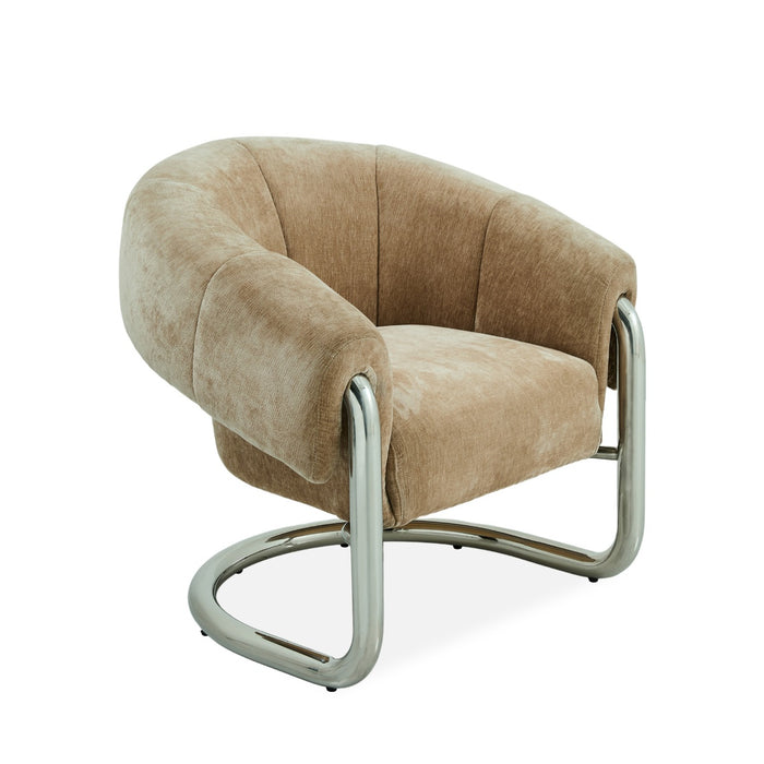 DÉJA Living - Eetkamerstoel Beige|Chrome Stof - Leka - Set van 2