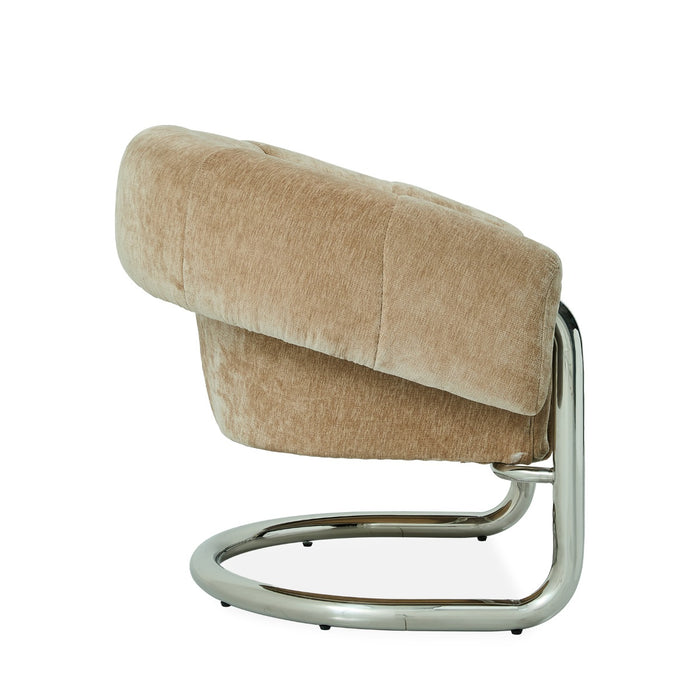 DÉJA Living - Eetkamerstoel Beige|Chrome Stof - Leka - Set van 2