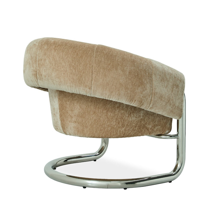 DÉJA Living - Eetkamerstoel Beige|Chrome Stof - Leka - Set van 2