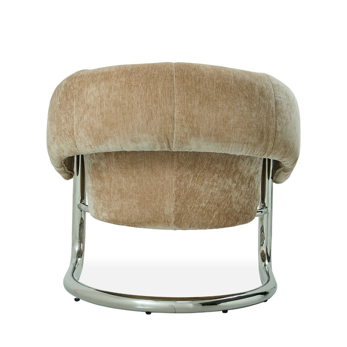 DÉJA Living - Eetkamerstoel Beige|Chrome Stof - Leka - Set van 2