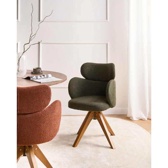 Beliani - MARCY - Eetkamerstoel - Donkergroen - Bouclé