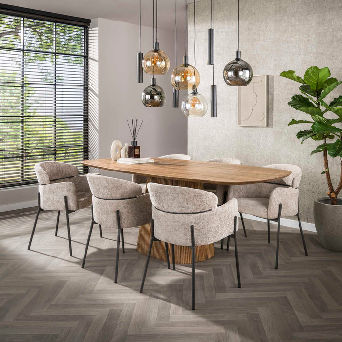 Giga Meubel - Eetkamerstoel Zand Stof - Curva - Set van 2