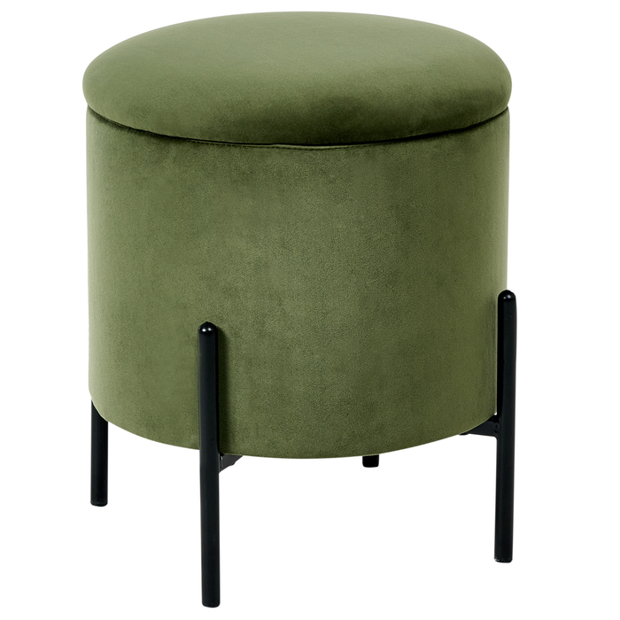 Beliani - WENONA - Opbergpoef - Donkergroen - Fluweel