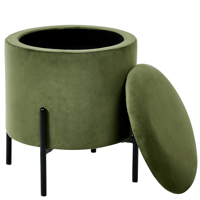 Beliani - WENONA - Opbergpoef - Donkergroen - Fluweel