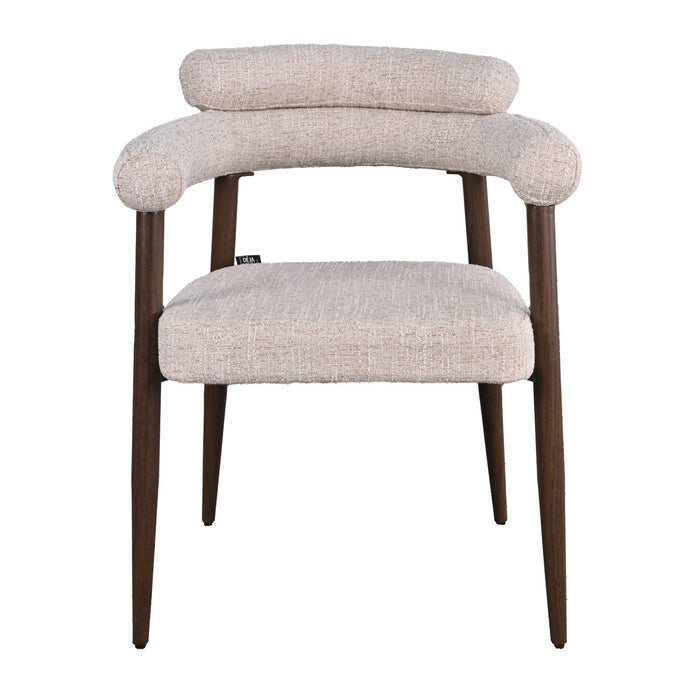 DÉJA Living - Eetkamerstoel Beige|Walnoot Stof - Lidingö - Set van 2