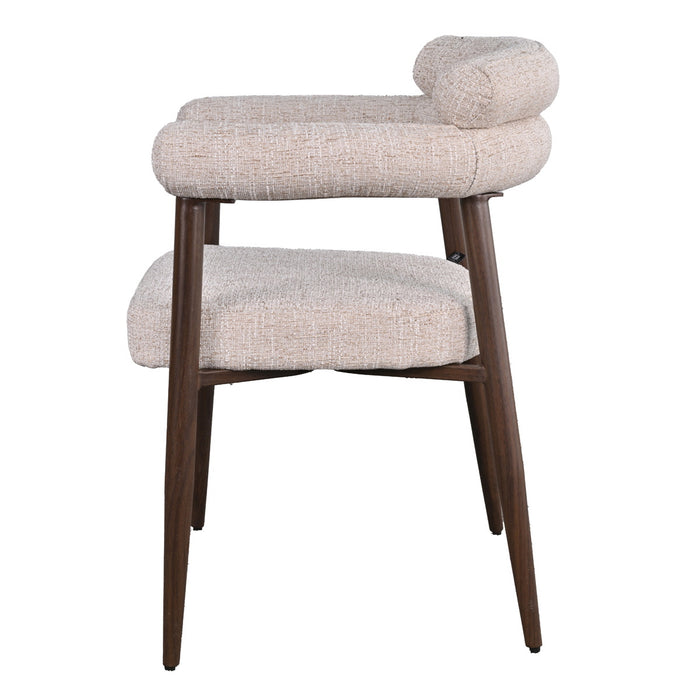 DÉJA Living - Eetkamerstoel Beige|Walnoot Stof - Lidingö - Set van 2