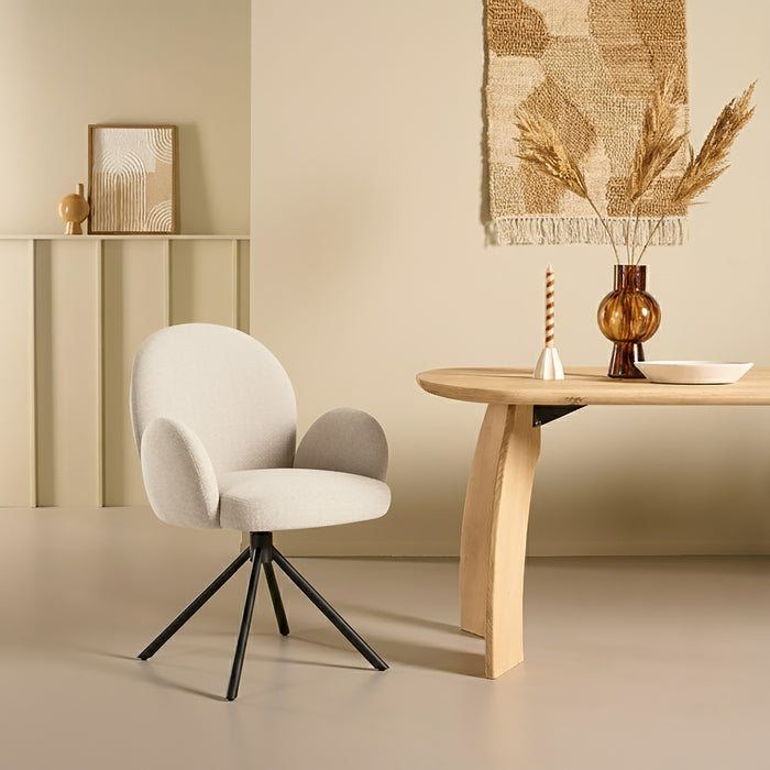 Eetkamerstoel Moon - Creme|Wit - Textiel