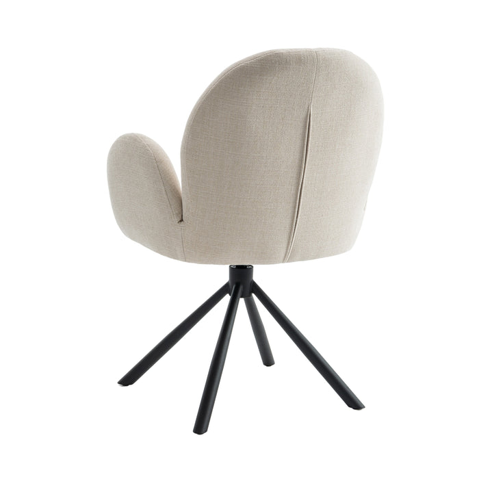 Eetkamerstoel Moon - Creme|Wit - Textiel