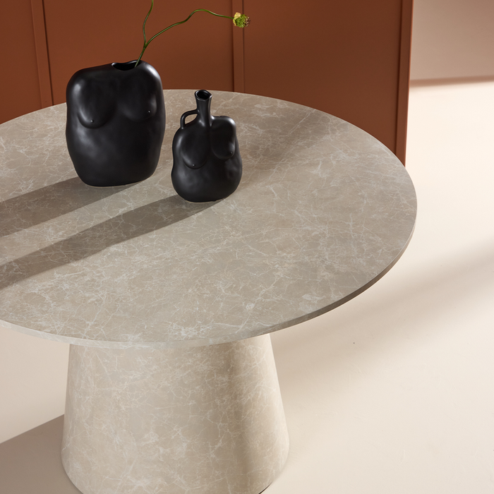 Nest living Trude Houten Eettafel Beige Marmerlook - Ø 120 cm