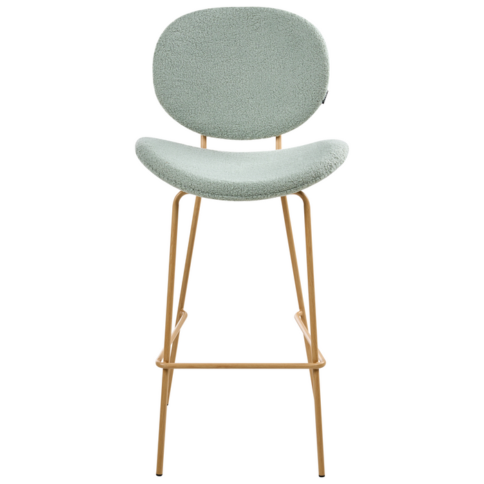 Beliani - LUANA - Barstoel set van 2 - Lichtgroen|Lichtbruin - Bouclé