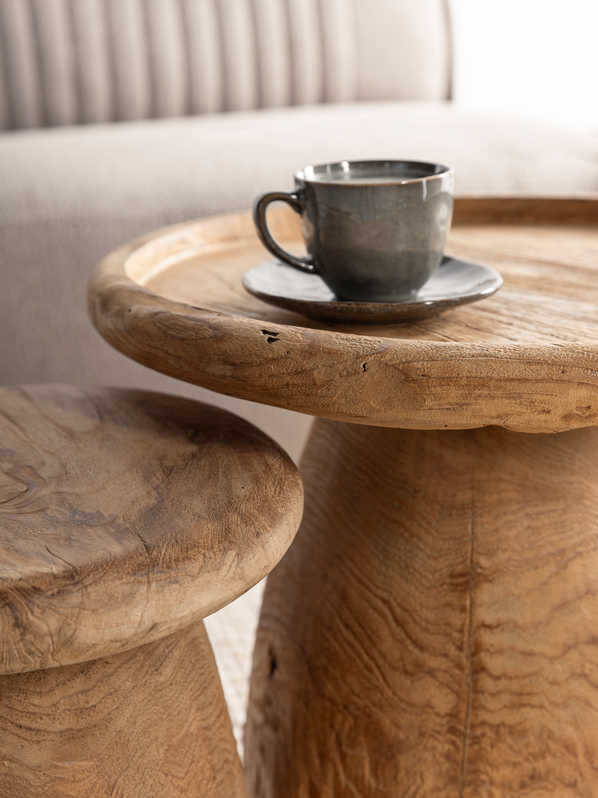 MUST Living Antiques Side table Tambora ,±45xØ50 cm, recycled teakwood