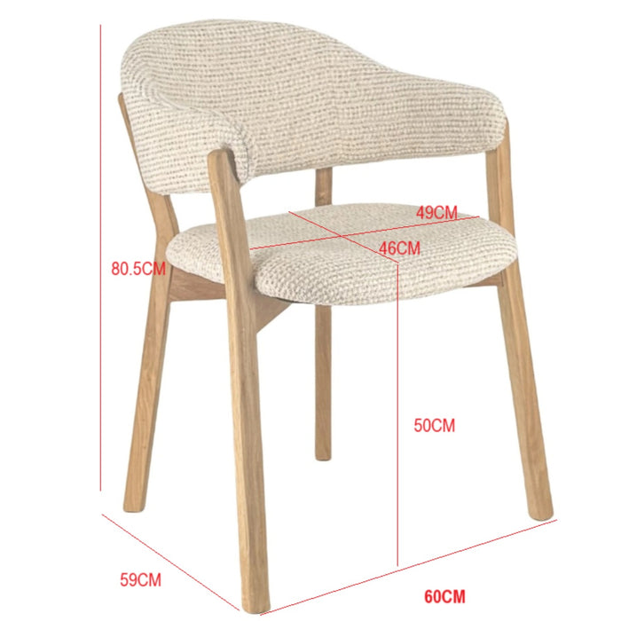 DÉJA Living - Eetkamerstoel Beige|Naturel Stof - Uppsala - Set van 2