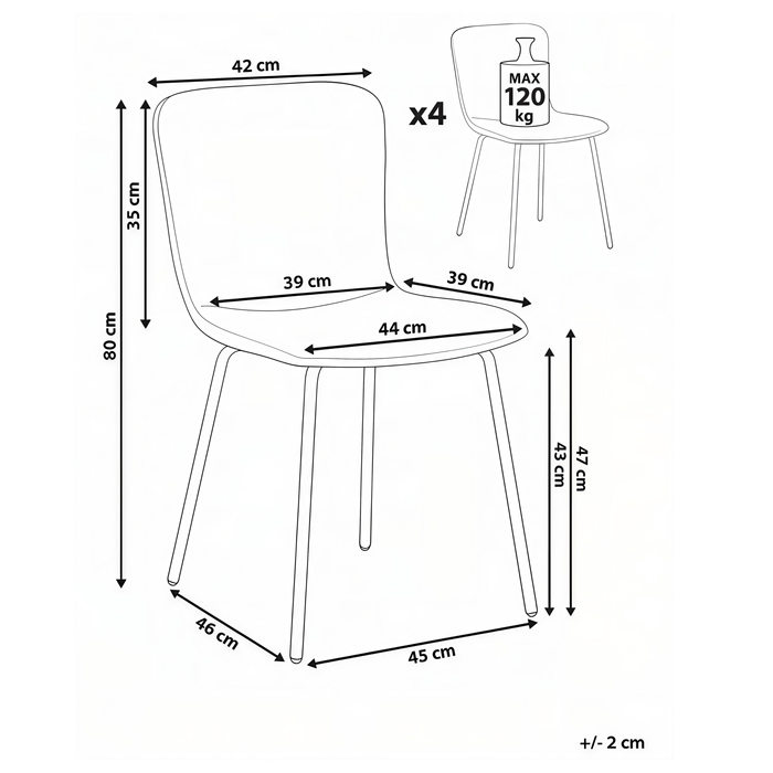 Beliani - CALDWELL - Eetkamerstoel set van 4 - Lichtbeige - Polyester