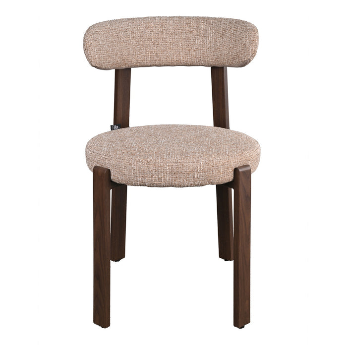 DÉJA Living - Eetkamerstoel Taupe|Walnoot Stof - Lagan - Set van 2