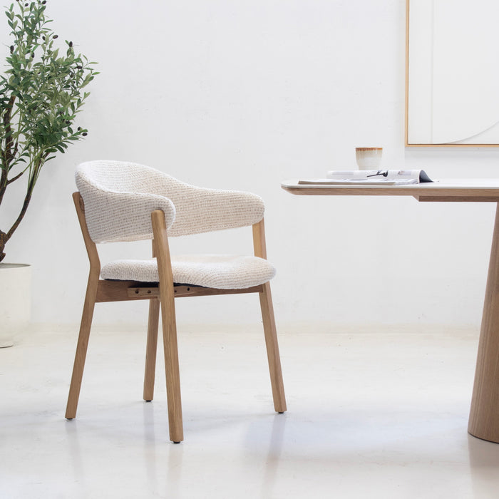 DÉJA Living - Eetkamerstoel Beige|Naturel Stof - Uppsala - Set van 2