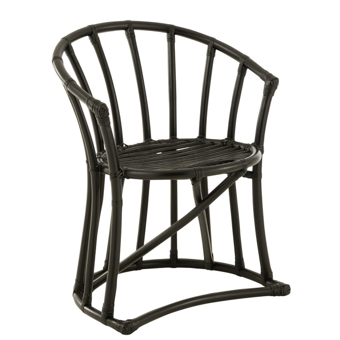 J-Line stoel + kussen - jute|textiel - zwart|wit