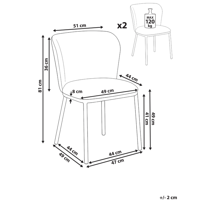 Beliani - ARTESIA - Eetkamerstoel set van 2 - Mintgroen - Polyester