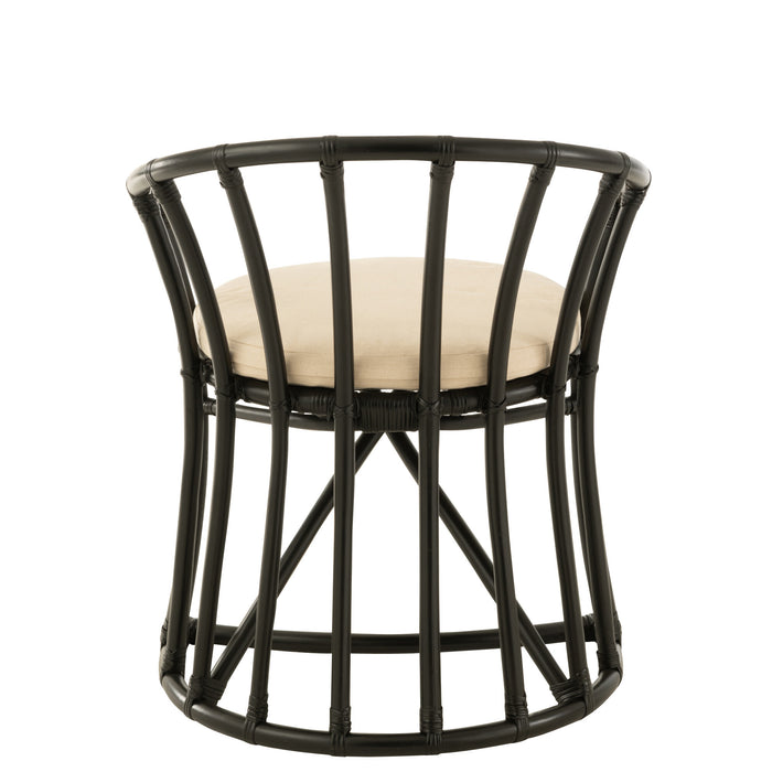 J-Line stoel + kussen - jute|textiel - zwart|wit