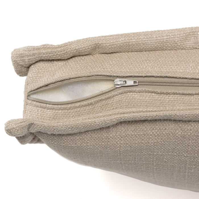 ALBANE - Chauffeuse capitonnée beige 100x100cm avec dossier et coussin