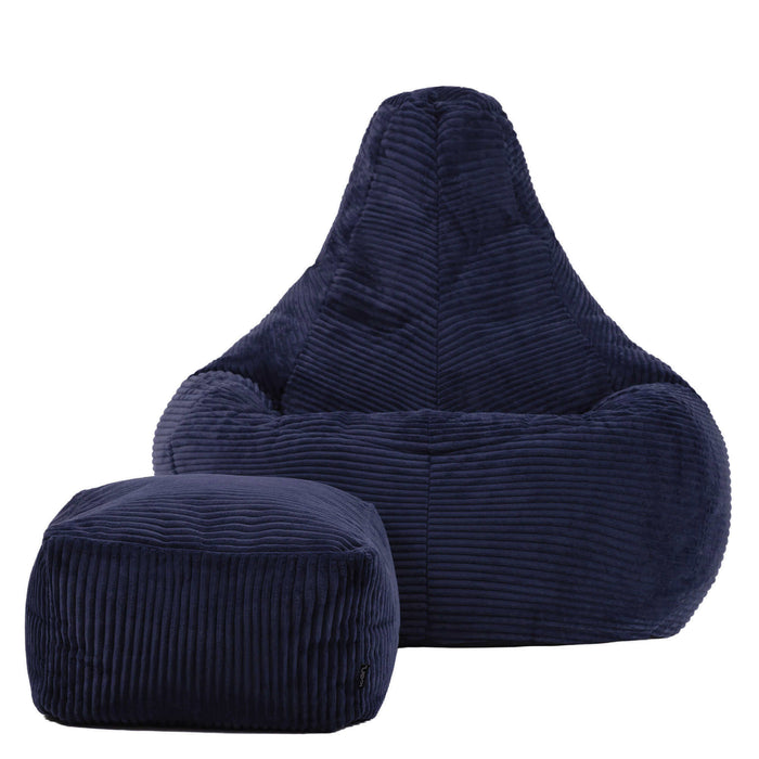 icon Dalton Zitzak met Poef - Ribfluweel - Marineblauw