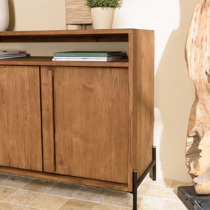 ALIDA - Buffet 4 portes 2 niches en bois de teck recyclé