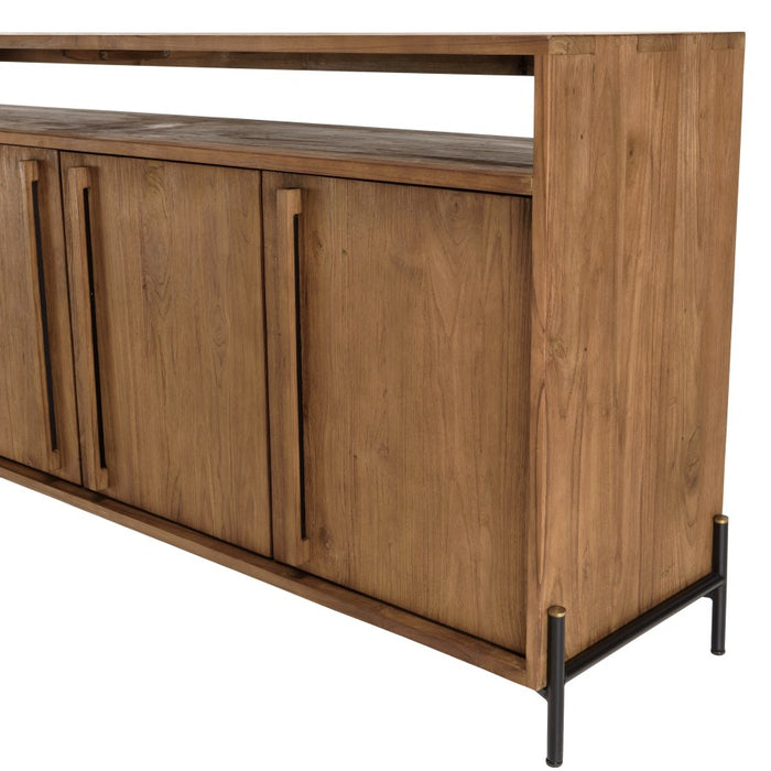 ALIDA - Buffet 4 portes 2 niches en bois de teck recyclé