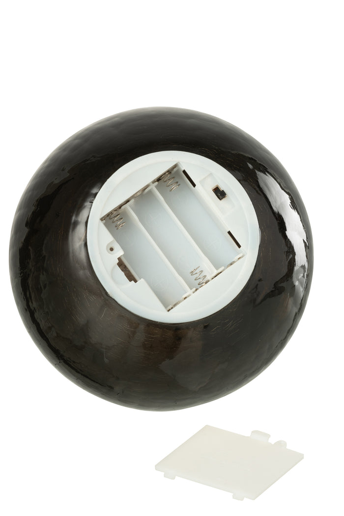 J-Line kerstbal - glas - zwart - large - LED lichtjes