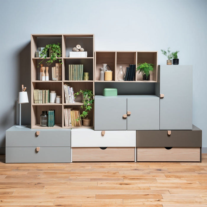 Calicosy - STIGE Commode met 2 laden - H47 cm - Grijs