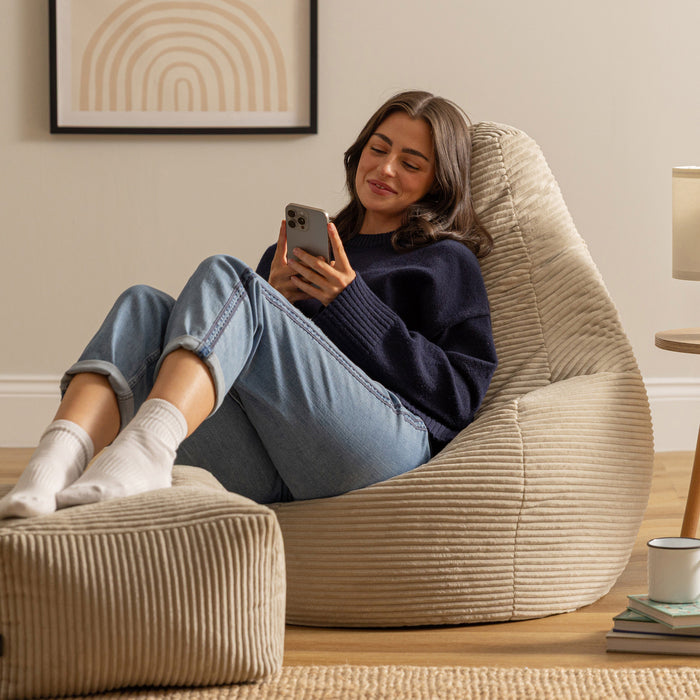 icon Dalton Zitzak met Poef - Ribfluweel - Beige